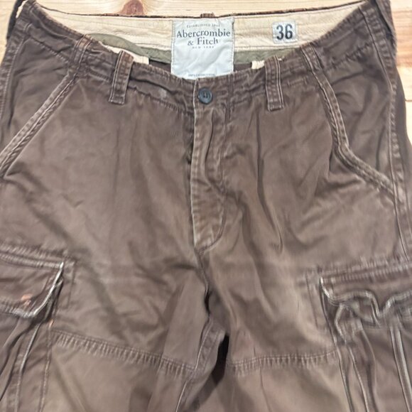 Vintage Abercrombie & Fitch Cargo Shorts Mens 36 Brown Heavyweight Distressed - Picture 2 of 12